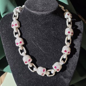 Collier de Luxe pour Femme, Argent 925 Plaqué Rhodium, Diamants Moissanite, Chaîne à Maillons Floraux, Bijou de Soirée - Product Image 6