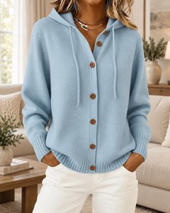 Cárdigan con capucha y botones para mujer, suéter de punto, sudadera acogedora para otoño/invierno, jersey holgado de manga larga, ropa de punto al por mayor - Product Image 6