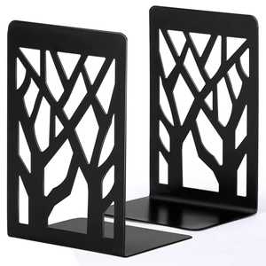 Luxurious BLACK Metal <b>Tree</b> Bookends Decorative Branch Design <b>Book</b> Holder for Executive Office Desktop Art Sculpture Decor - Product Image 1