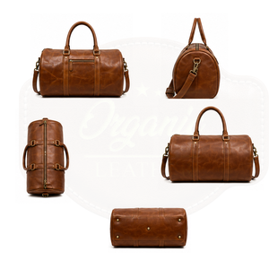 Bolsa de Viaje de Cuero Genuino Marrón Premium para Hombre - Bolsa de Gimnasio de Gran Capacidad para Fin de Semana - Product Image 4