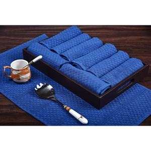 100% qualité coton 4 pièces éponge Plaid armure réutilisable haute absorption et sec torchon multi-usage doux écologique bleu serviette de nettoyage - Product Image 1