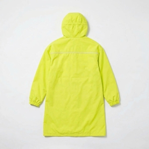 Neon Yellow Hooded Long Rain Coat | Waterproof Zip Up Utility <b>Jacket</b> | Oversized Streetwear Rain Trench| Custom OEM Manufacturer - Product Image 2
