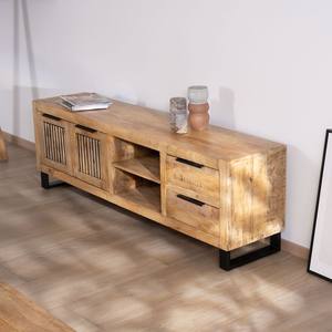 Meuble TV Vandana Silver Edge 180cm en bois de manguier avec pieds en métal Manoha - Product Image 4