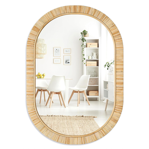 Vietnam Modern Rattan Floral Round <b>Mirror</b> Handmade <b>Wall</b> Decor - Product Image 1