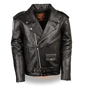 Chaqueta de cuero para moto, corte ajustado, con capucha, para hombre, ropa de cuero para otoño, cierre de cremallera, bolsillos - Product Image 3