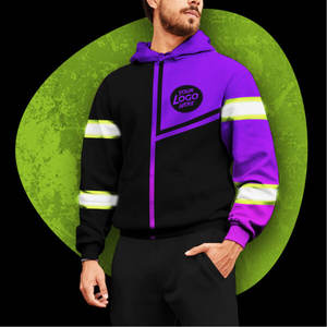 Sweats à capuche haute visibilité, vêtements de travail de sécurité, logo personnalisé, bande réfléchissante, bandes réfléchissantes pour hommes, sweats à capuche de sécurité, logo personnalisé - Product Image 3