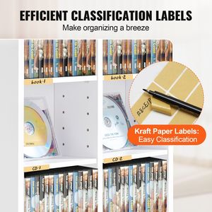 Meuble de rangement DVD moderne à 8 niveaux, support pour 464 CD avec 16 compartiments réglables, stockage de médias protecteur et organisé - Product Image 5