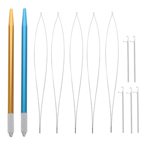 Professional Metal Handle Hair Extension Loop <b>Needle</b> Kit Micro Ring <b>Threader</b> Wire Pulling Hook Tool Set Salon Supplies Wholesale - Product Image 1
