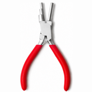 Pince à bijoux en acier inoxydable à poignée rouge, à bout effilé pour la pose de bijoux DIY - Product Image 2