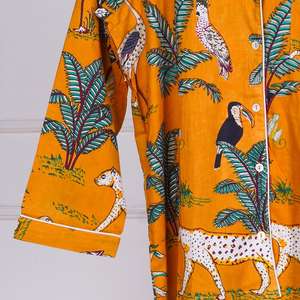 Conjunto de Pijama Floral Tejido para Mujer, Ropa de Dormir de Algodón, Elegante Conjunto de Noche con Camisa y Pantalones de Secado Rápido - Product Image 2