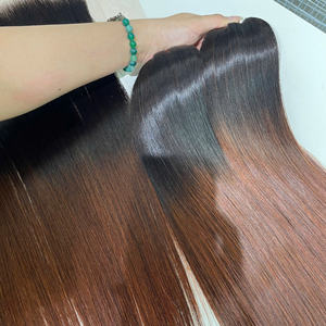 Paire de longs faisceaux de couleur pointe brune avec dentelle Trans frontale vietnamienne haute qualité de cheveux humains Super Double dessiné - Product Image 4