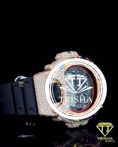 นาฬิกาเพชรโมอิสซาไนต์ VVS ประดับเพชรเรนโบว์แบบ Iced Out ตัวเรือนเงินแท้ 925 นาฬิกาดิจิตอลแบบ Iced Out - Product Image 2