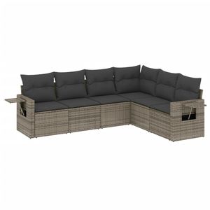 Ensemble de canapés de jardin pliables en rotin PE gris 6 pièces, collection de meubles de jardin - Product Image 2