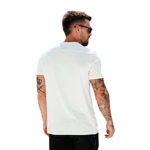 Mens Taped Jersey <b>Tee</b> <b>White</b> Cotton Crew Neck Short Sleeve Graphic Printed T Shirt Casual Breathable Summer Streetwear Fashion - Product Image 2
