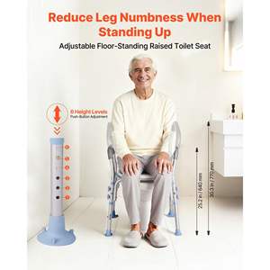 Rehausseur de siège de toilette surélevé réglable en hauteur, capacité de charge de 300 lb, garde-éclaboussures, toilette pour personnes âgées, handicapées, adultes - Product Image 2