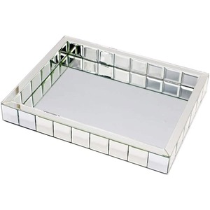Rectangular Mirrored Storage Tray With Polished Glass Finish Modern Design For Table Use - Product Image 1