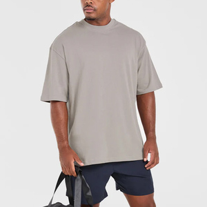 T-shirt basique surdimensionné pour homme, en coton épais avec design épaules tombantes, personnalisation de la marque pour les commandes en gros - Product Image 5