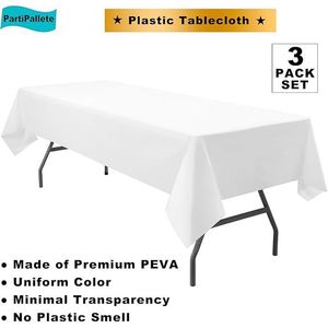 Set di 3 Tovaglie Monouso Premium in PEVA 137 x 274 cm, Tovaglia Bianca Premium Usa e Getta per Feste - Product Image 3