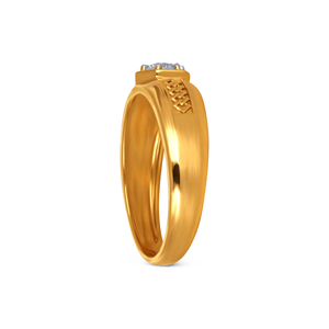 Anillo de Diamantes Geométrico para Hombre, Anillo de Oro de Dos Tonos con una Piedra Central Cuadrada, Halo de Diamantes Completo, Banda de Diamantes en Canal - Product Image 5