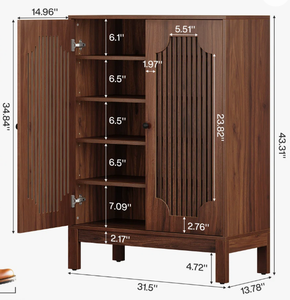 Meuble à chaussures en bois moderne et minimaliste Tribe Signs, 80 cm, 5 niveaux de rangement, pour l'entrée de la maison - Product Image 6