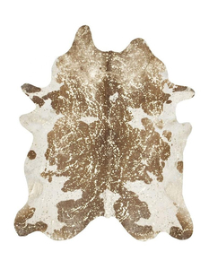 Tapis en cuir de vachette à imprimé animal marron et blanc, forme originale, style ferme, pour décoration de salon, à poils plats, avec support en PVC - Product Image 1