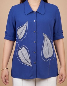 เสื้อเชิ้ตผู้หญิง BEETLE Royal Blue Premium Georgette ดีไซน์ทันสมัย สวมใส่สบายตลอดวัน พร้อมสไตล์เหนือกาลเวลา - Product Image 3
