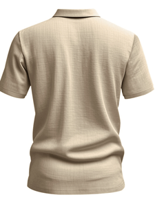 เสื้อยืดคอวีแขนสั้นผ้าลินินสไตล์เฮนลีย์สำหรับผู้ชายสไตล์ยุโรปและอเมริกา เหมาะสำหรับใส่เที่ยวทะเลช่วงฤดูร้อน - Product Image 1