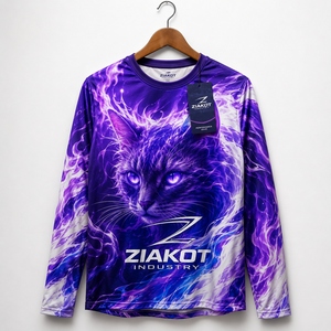 ZIAKOT industry New design Men's Custom Purple White-Royal 3D Pattern Design Rave Animal <b>Cat</b> Performance T-Shirt - Product Image 2