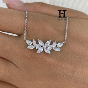 Luxury Marquise Cut Diamond Vine Necklace 925 Sterling <b>Silver</b> Floral Cluster Statement Pendant for Women Bridal Wedding Jewelry - Product Image 4
