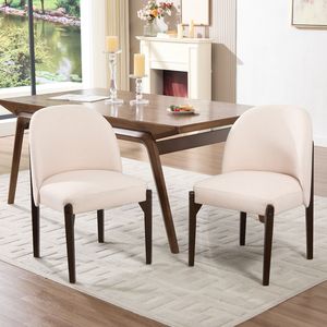 Set di 2 Sedie da Pranzo in Stile Moderno Rustico in Legno con Rivestimento in Tessuto per Sala da Pranzo e Cucina - Product Image 3