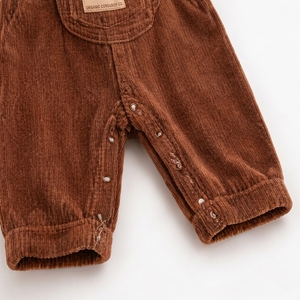 Conjunto de overoles de pana unisex para bebé al por mayor, mono de manga larga con broche de botón y pantalones con pechera bordados de oso lindo para infantes - Product Image 3