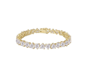 Luxury Heart Cut Tennis <b>Bracelet</b> Yellow Gold Iced Out Sparkling Stone <b>Bracelet</b> Elegant Jewelry Gift Style - Product Image 2