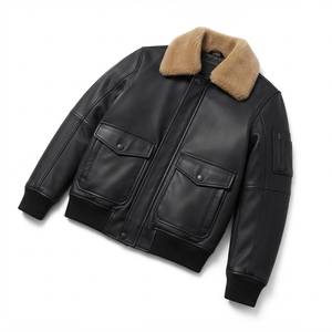Blouson Bomber Homme en Cuir et Toile, Zippé, Style Streetwear, Réfléchissant, Hiver, Coupe-Vent, Respirant, Grande Taille, Décontracté, Vêtement d'extérieur - Product Image 3