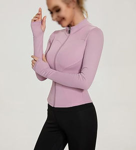 Wholesale High Quality Spandex/Nylon Lulu Design Zip Front Breathable Quick Dry Long Sleeve Yoga Gym <b>Workout</b> Women <b>Jacket</b> Top - Product Image 5