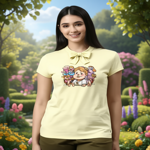 Camisetas de Diseño para Mujer, 100% Algodón Puro, Nueva Moda de Lujo, Estampado de Dibujos Animados en 3D Personalizado, Cuello con Lazo, Talla Grande 6XL, Suministro ODM - Product Image 3