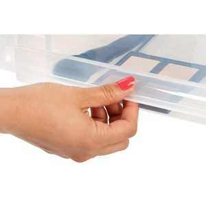Caja de almacenamiento apilable de plástico de 31 cuartos, tamaño mediano, color blanco - Product Image 3
