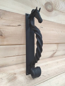 Poignée de portail en fer forgé résistant à la rouille, finition peinte à la main, style asiatique, design tête de cheval, installation facile - Product Image 5