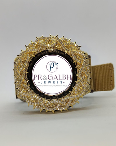 Reloj de Lujo con Diamantes, Bisel con Incrustaciones, Acero Inoxidable Dorado, Correa de Cuero, Estilo Hip Hop para Hombre - Product Image 4