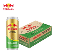 Boisson Énergisante RED BULLs au Ginseng, Pomme et Raisin Muscat, Sans Sucre, 250ml, en Canette/Bouteille, Thaïlande