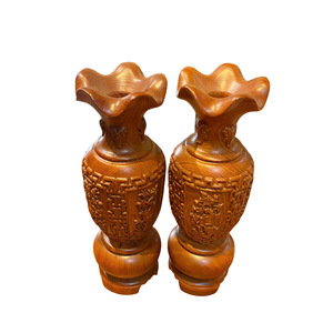 Par de Jarrones de Madera de Palisandro Tallados a Mano de 38 cm, Jarrones Florales Eclécticos para Regalo de Felicitación, Tam Viet Da Nang - Product Image 6