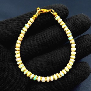 HAYAAT GEMS Luxury Natural Rainbow Multi <b>Fire</b> Ethiopian Opal Roundel Beads Silver Plated Unisex Bracelet Gift - Product Image 4
