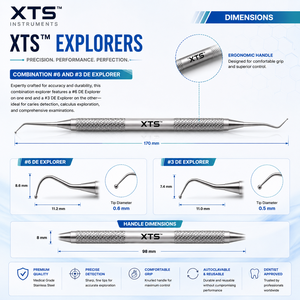 XTS ™   การผสมผสาน # 6 & # 3 DE Explorer เครื่องมือสำรวจทางทันตกรรมแบบสองหัว # 6 # 31 สแตนเลสสตีล เซโทเมด โปร - Product Image 5
