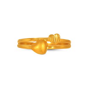 Bague en or double cœur Forever Twin Heart, or jaune de luxe, ajustable, ouverte, pour femme, romantique, minimaliste, à porter au quotidien - Product Image 3