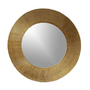 Miroir mural rond en métal doré de luxe, décoratif, avec cadre texturé en forme de soleil, finition laiton antique, décoration pour la maison, l'hôtel, le salon - Product Image 1