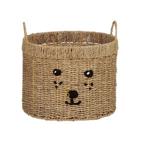 Aesthetic Teddy Bear Seagrass Storage <b>Basket</b> Set Handcrafted Wicker Animal Toy <b>Hamper</b> Creative Decorative Bin Nursery - Product Image 2