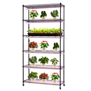 6-Tier 71in Tall Indoor Plant Stand with 150W 3800K Grow <b>Light</b> 6-Tier Indoor Plants Display Rack Wheels <b>Timer</b> - Product Image 3