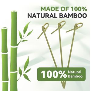 200 Spiedini di Bambù Lunghi 4,7 Pollici, Stuzzicadenti Decorativi per Aperitivi, Spiedini di Bambù con Nodo - Product Image 2