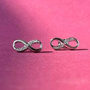 Handmade Wholesale Fashion 925 <b>Silver</b> Infinity <b>Stud</b> <b>Earrings</b> With Crystal Rhinestones Minimalist Design For Women Everyday Wear - Product Image 2