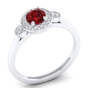 REYES New Design 14K White Gold GRA Certified Moissanite <b>Ring</b> For Women Round Cut 0.5Ct <b>Garnet</b> Gemstone Wedding Gift Jewelry - Product Image 2