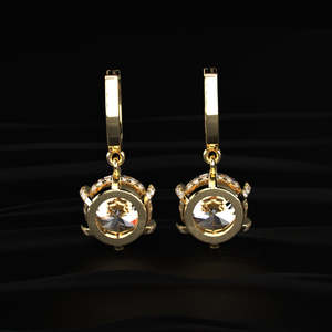 Round Cut Moissanite Leverback Drop <b>Earrings</b> 8 TCW Colorless VVS Solitaire Gold Dangle <b>Earrings</b> Handmade Jewelry Gift For Her - Product Image 5